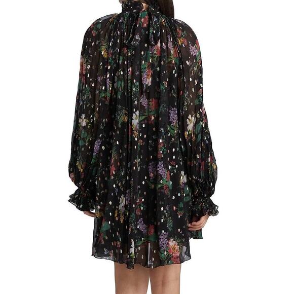 Amur Yael A line Dress In Black Floating Floral Size 2 - Picture 2 of 16